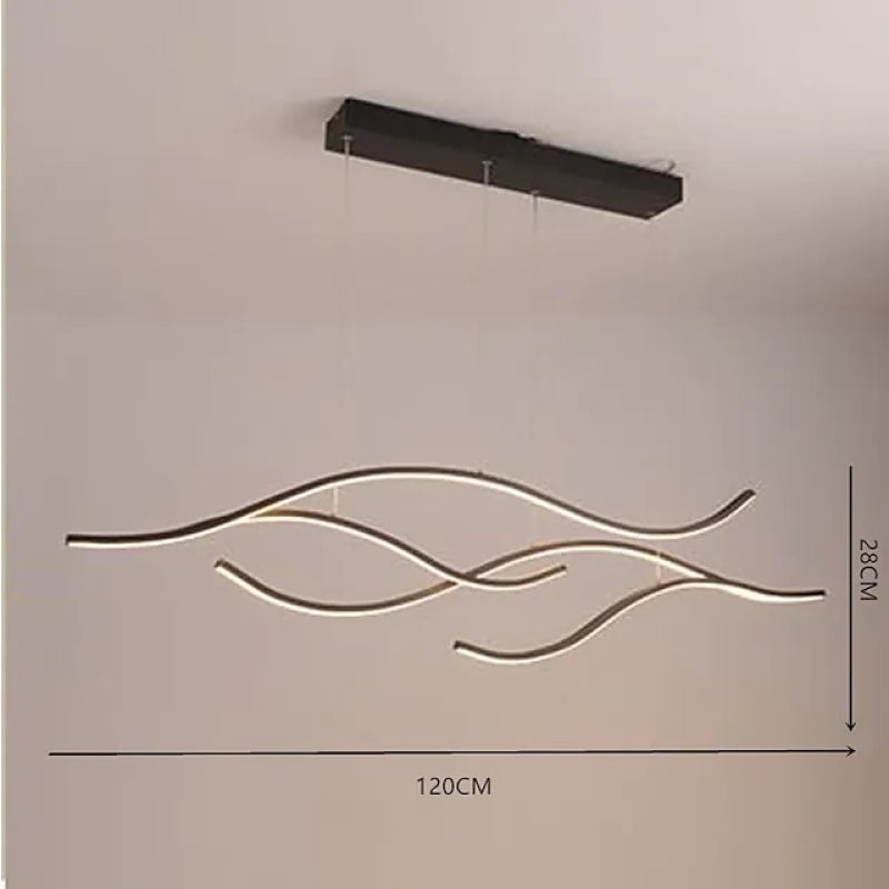 Pendant Light, Multi-Curved, Black/Gold, Metal - Lumpaz