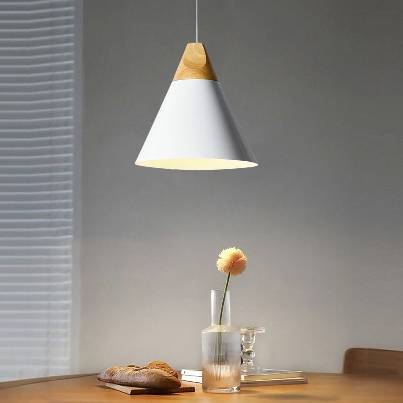 Morandi Multi-Shaped Wood And Metal Pendant Light, 6 Colors - Lumpaz