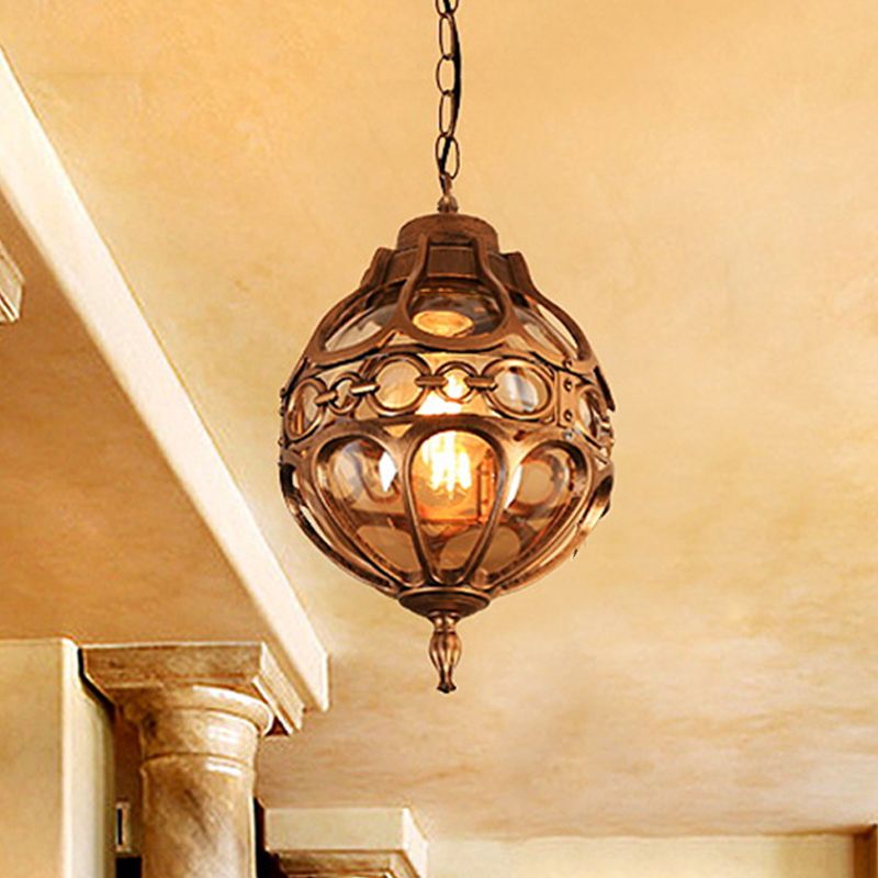 Alessio Loft Sphere Vintage Farmhouse Rustic Pendant Light Black/Bronze Dining Room - Lumpaz
