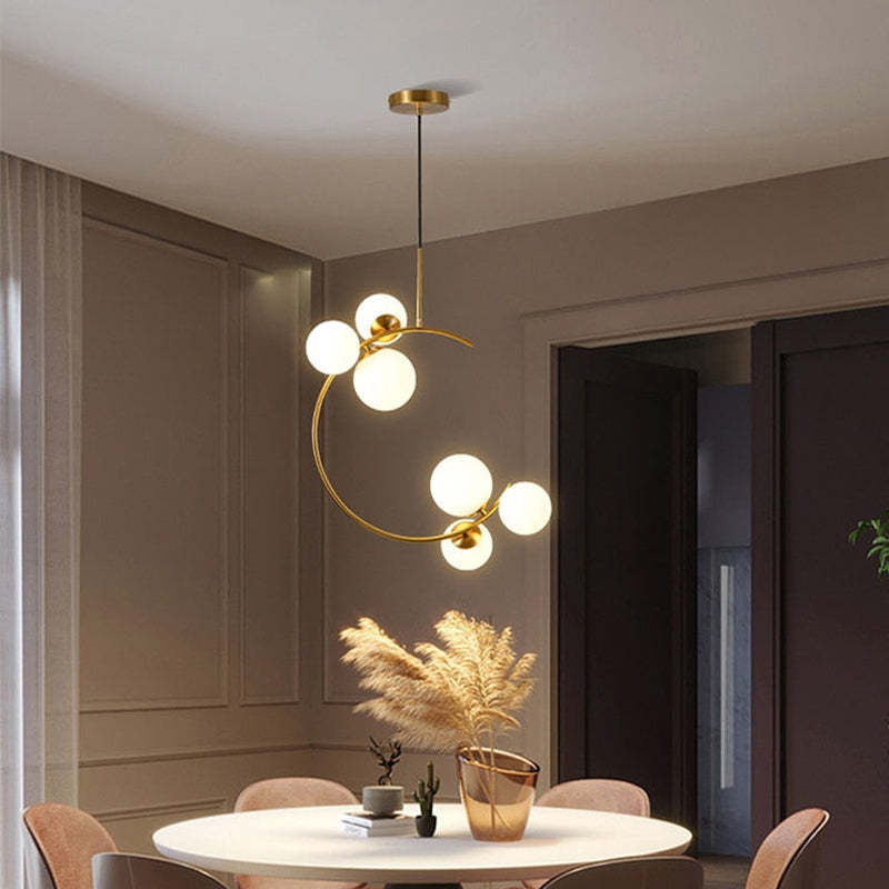 Valentina Modern Glass Globe Pendant Light, Metal & Glass, 3 Style - Lumpaz