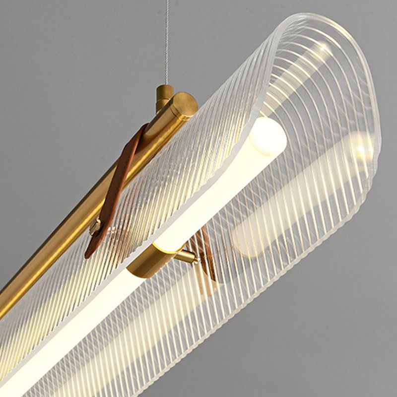 Edge Pendant Light Linear Modern, Acrylic/Metal, Black/Gold, Study - Lumpaz