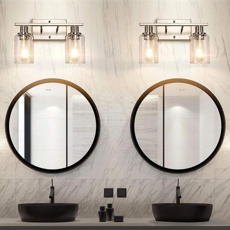 Alessio Modern Mirror Front Black Vanity Wall Lamp, Metal/Glass - Lumpaz
