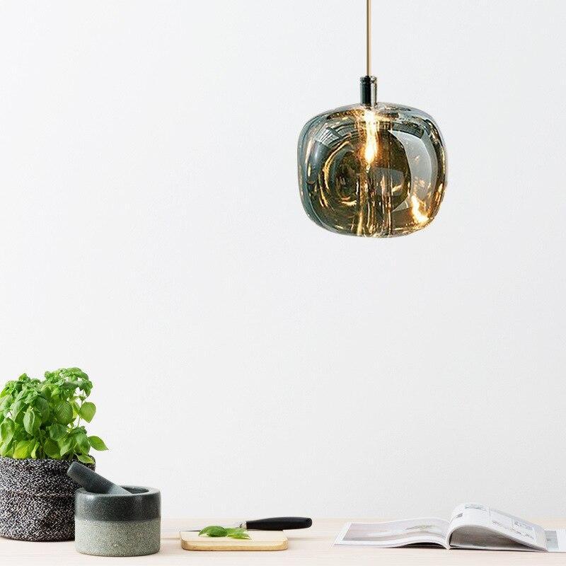 Hailie Modern Bubble Glass LED Pendant Light, Amber/Clear/Gray - Lumpaz