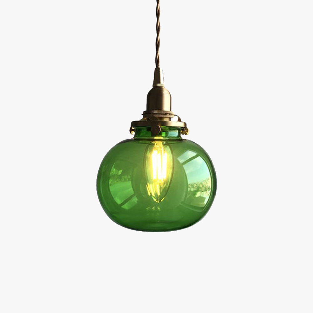 Hailie Retro Oval Glass/Metal Pendant Light, Green/Clear/Blackish Green - Lumpaz