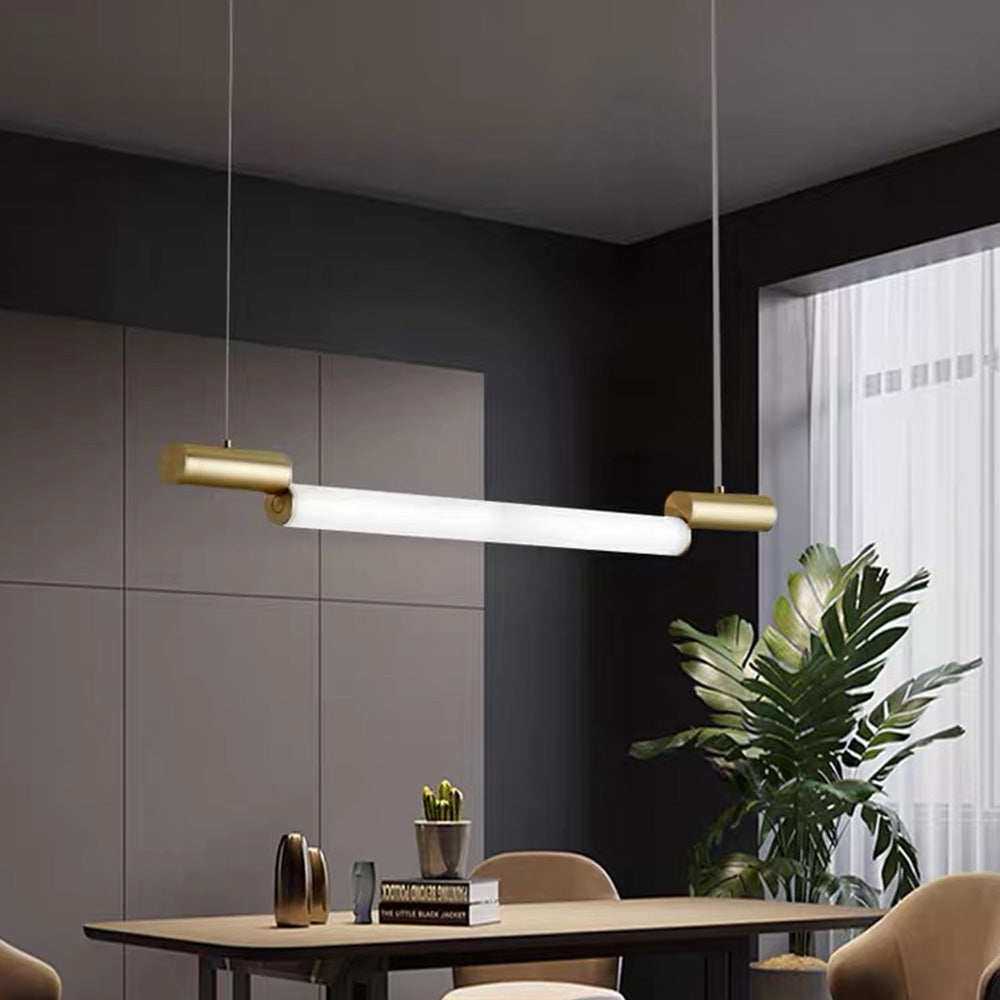 Edge Minimalist Linear Aluminium/PVC Pendant Light, Gold - Lumpaz
