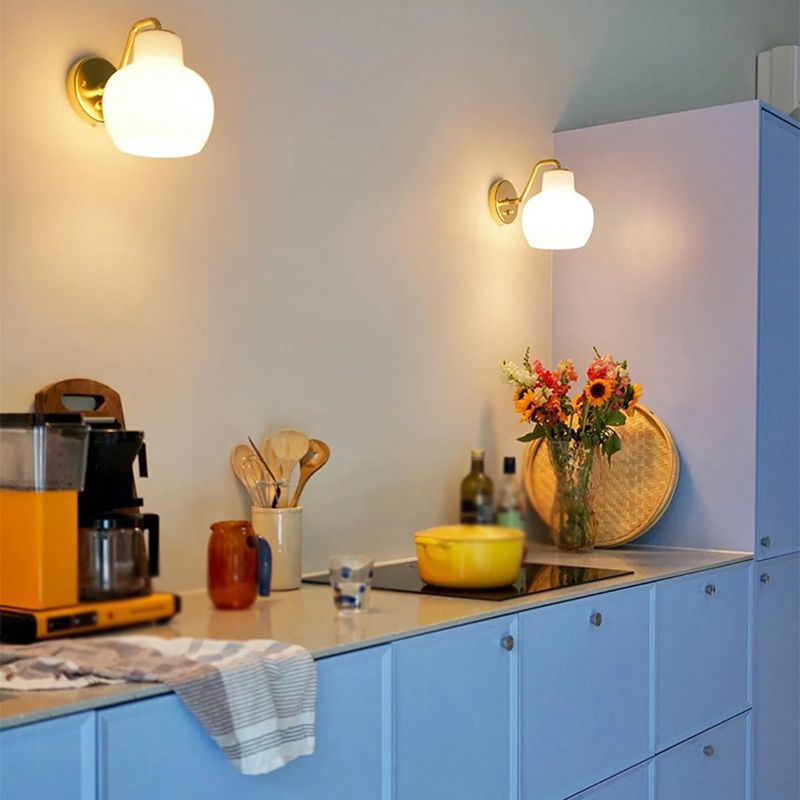 Lily Simple Dome Shape Vanity Wall Lamp, Metal/Glass - Lumpaz