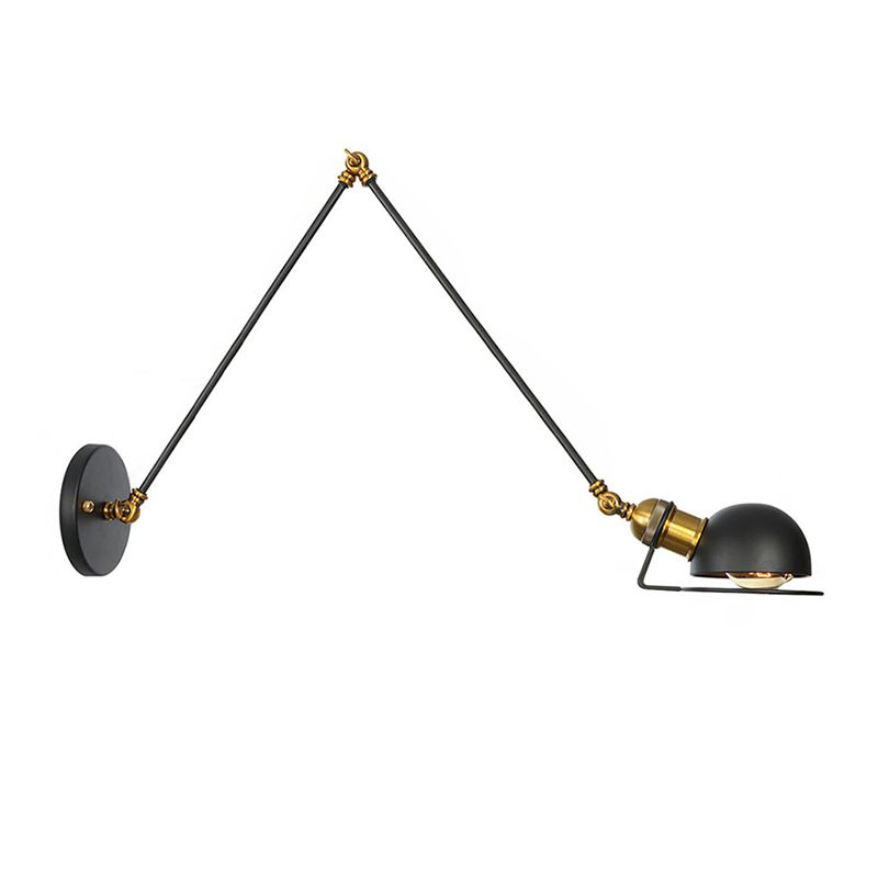 Brady Wall Lamp Dome Minimalist, Metal, Adjustable Black, Bedroom - Lumpaz
