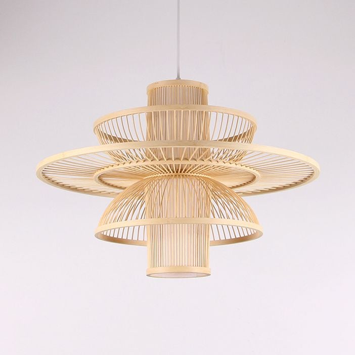 Muto Lotus-Shaped Rattan Pendant Light, 16"/19.5"/23.5" - Lumpaz