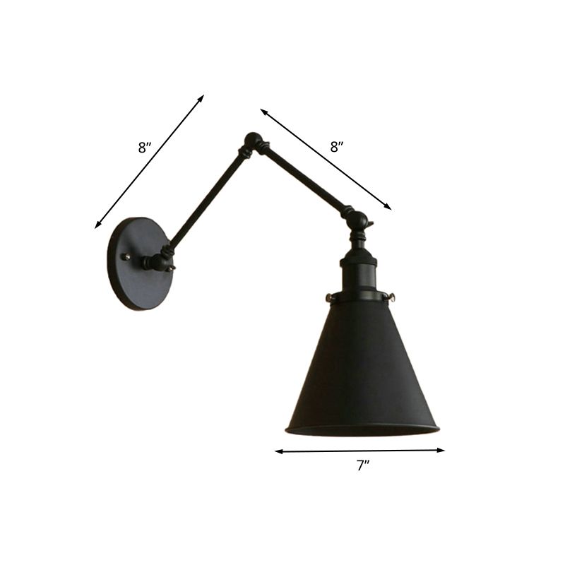 Brady Vintage Adjustable Wall Lamp, Metal, Black/Rust, Living Room - Lumpaz