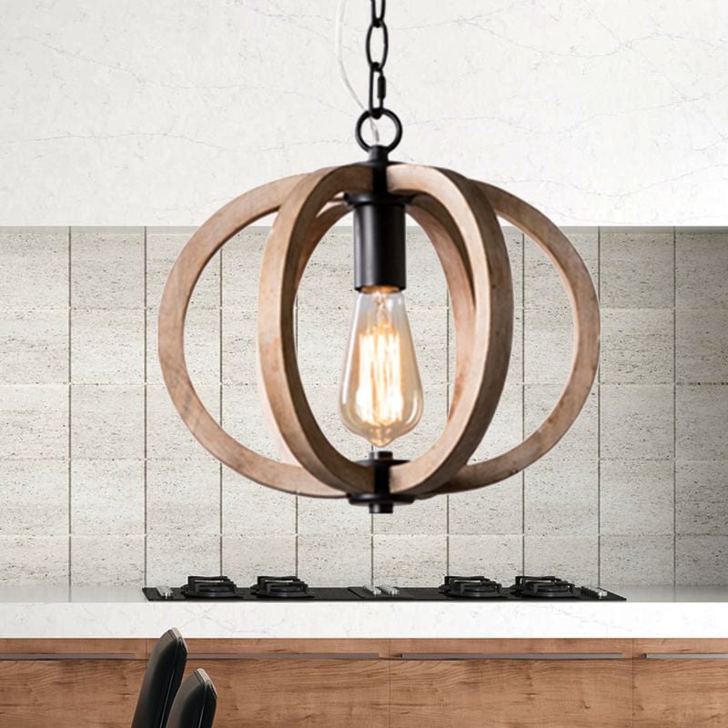 Alessio Orb/Gourd Wood Pendant Light - Lumpaz