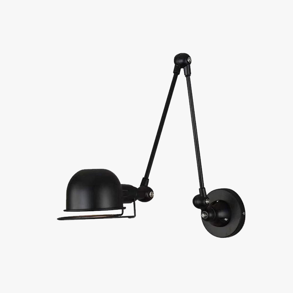 Brady Wall Lamp Dome Modern, Metal Arm Adjustable, Black/White, Bedroom - Lumpaz