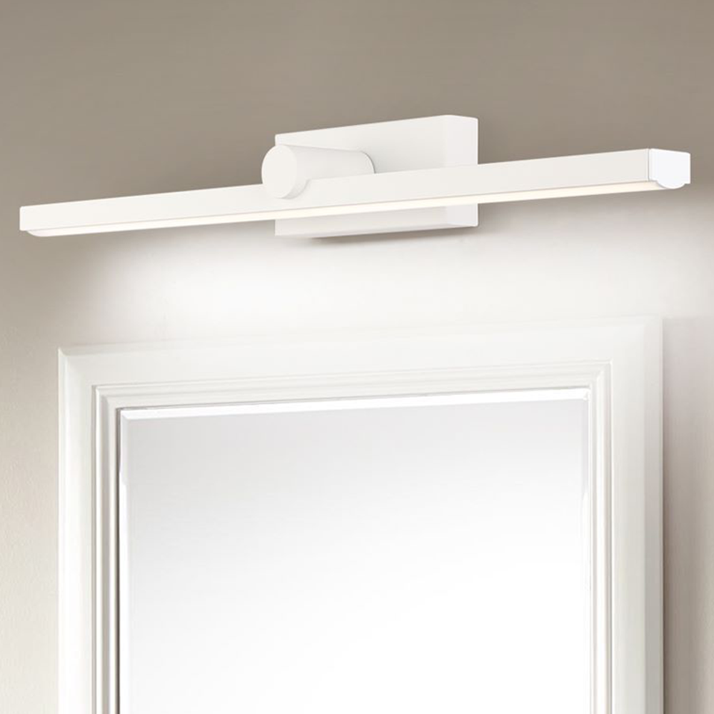 Leigh Nordic LinearMetal Mirror Front Vanity Wall Lamp, White - Lumpaz