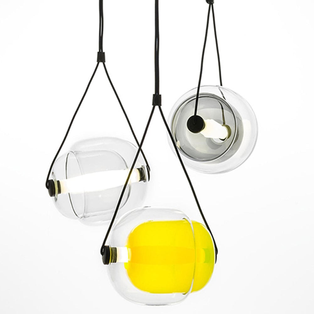 Hailie Modern Bubble Glass Pendant Light, Blue/Yellow/Pink/Smoky Gray/White/Clear - Lumpaz