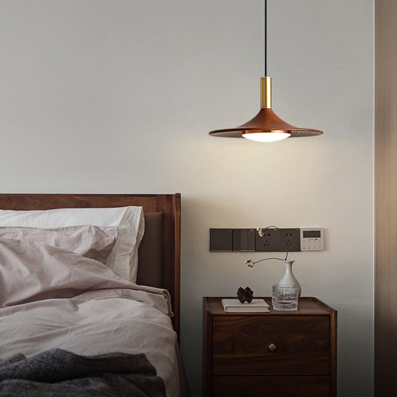 Carins Rustic Cap-shaped Wooden Pendant Light, Natural Wood - Lumpaz