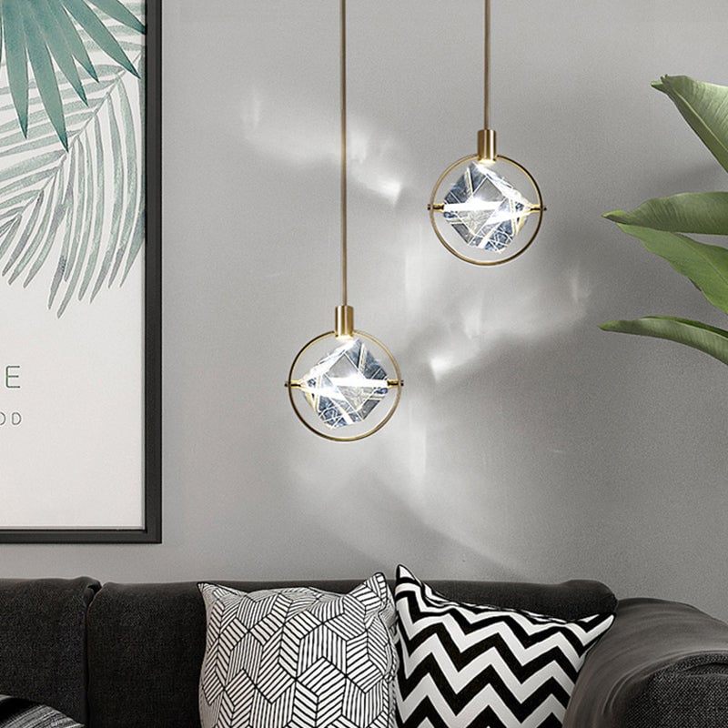 Kristy Modern Luxury Geometry Metal/Crystal Pendant Light, Gold - Lumpaz