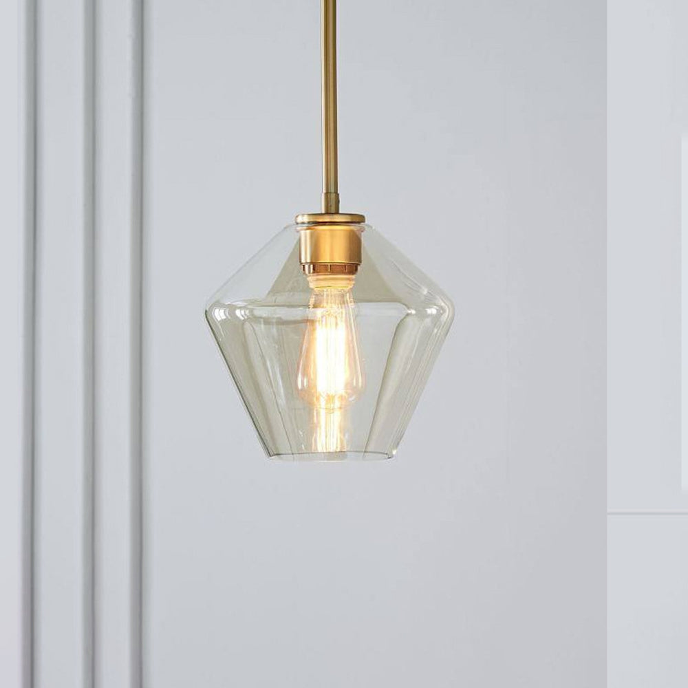 Hailie Pendant Light Clear Glass, Clear/Amber, Bedroom - Lumpaz