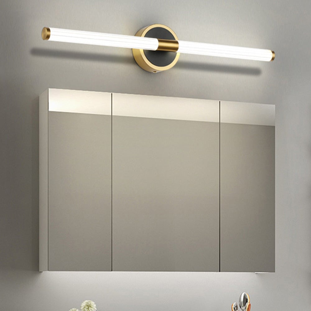 Leigh Designer Linear Mirror Front Vanity Wall Lamp, Cooper/Black - Lumpaz