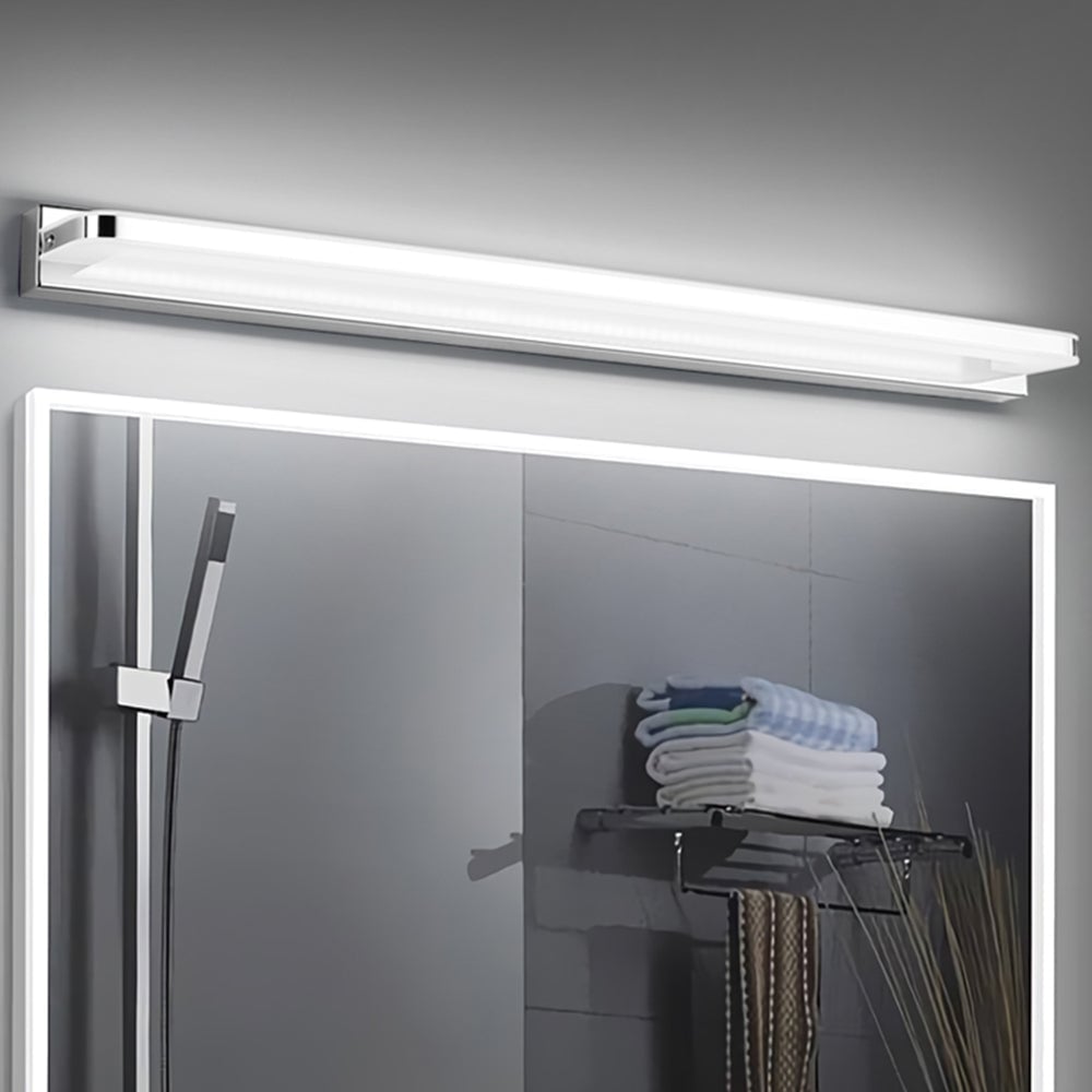 Leigh Nordic Linear Metal Mirror Front Wall Lamp, Chrome/Black - Lumpaz