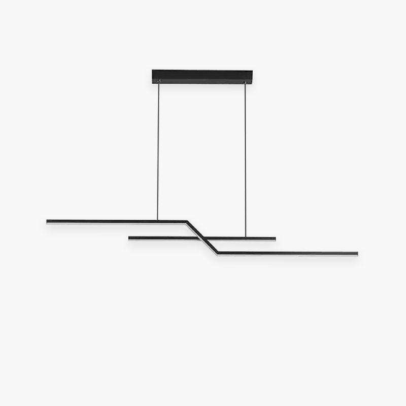 Parallel Fold Linear Pendant Light, Black/Gold, Living Room - Lumpaz