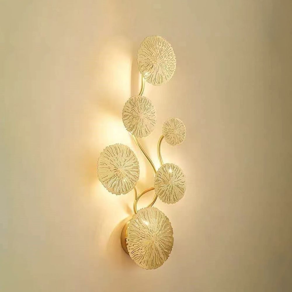Knox Modern Metal Round Lotus Leaf Wall Lamp, Gold - Lumpaz