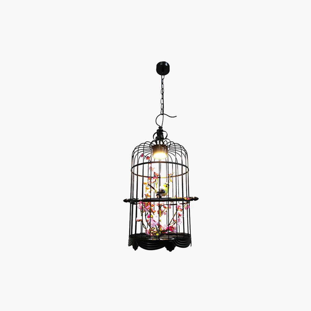 Cooley Art Deco Birdcage Metal Pendant Light, Black - Lumpaz