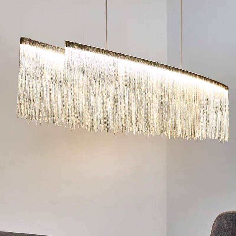 Marilyn Luxury Tassel Metal/Acrylic Pendant Light, Gold/Chrome - Lumpaz