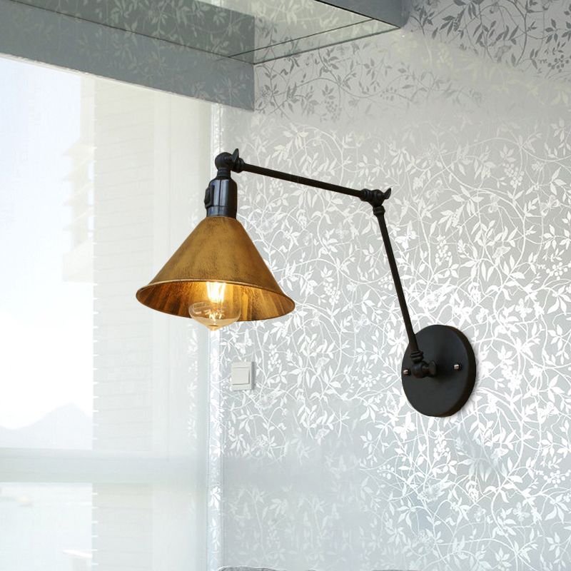 Brady Vintage Gold Adjustable Wall Lamp, Metal, Living Room - Lumpaz