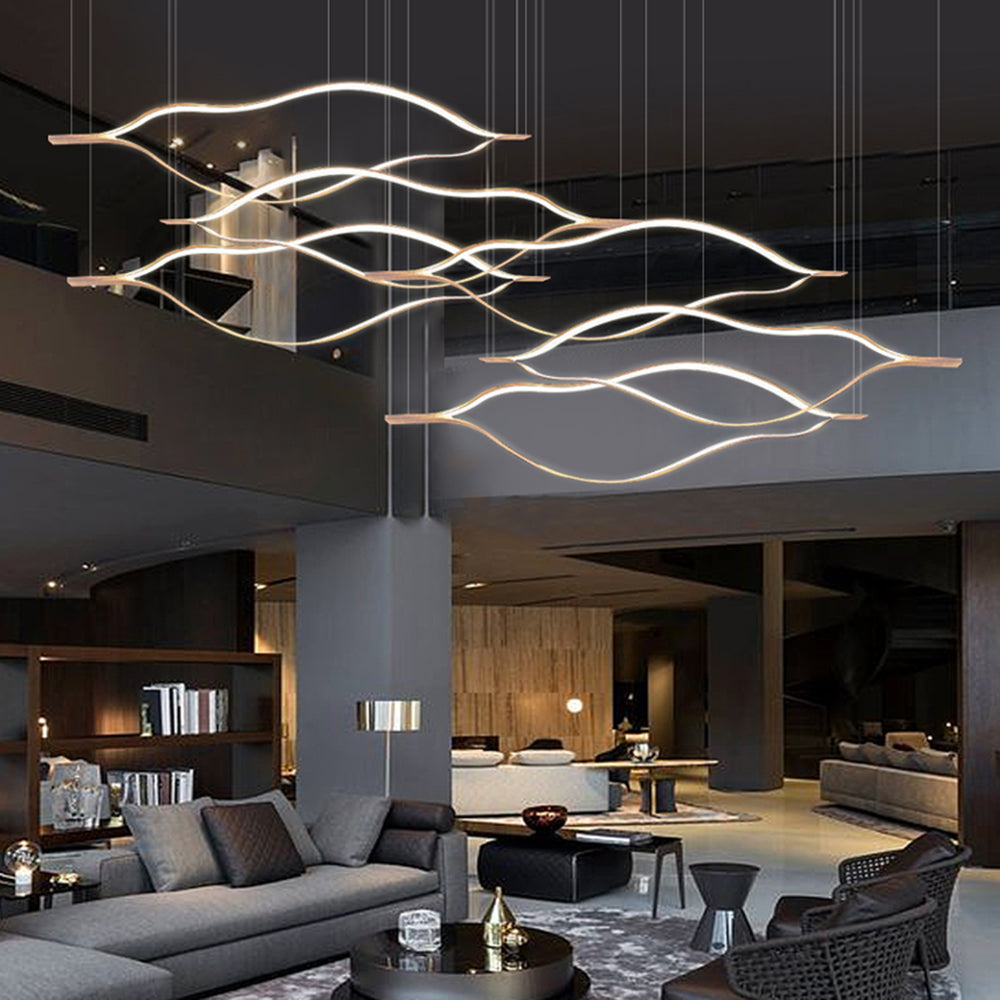 Edge Wave Pendant Light, Gold, 31.5"/39.3"/47.2" - Lumpaz
