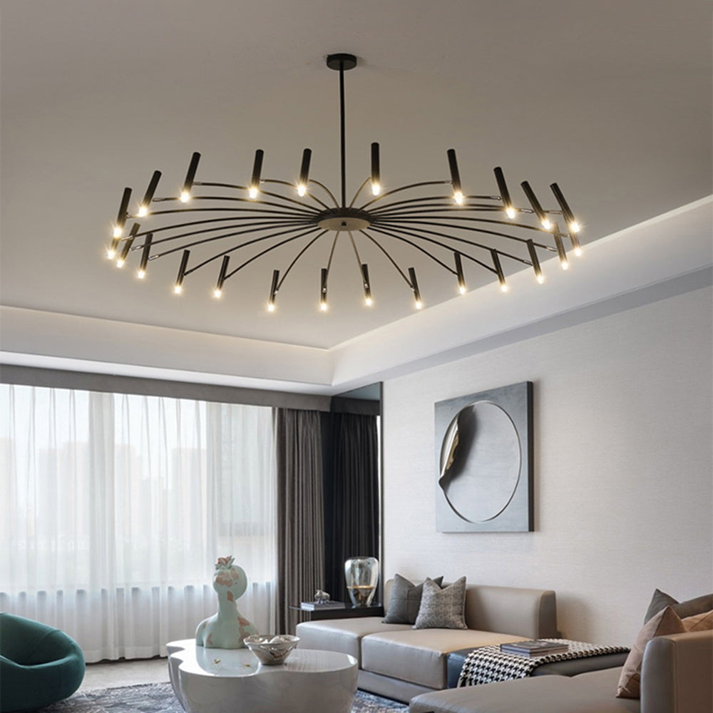 Evette Modern Blown Linear Metal Chandelier, White/Black - Lumpaz