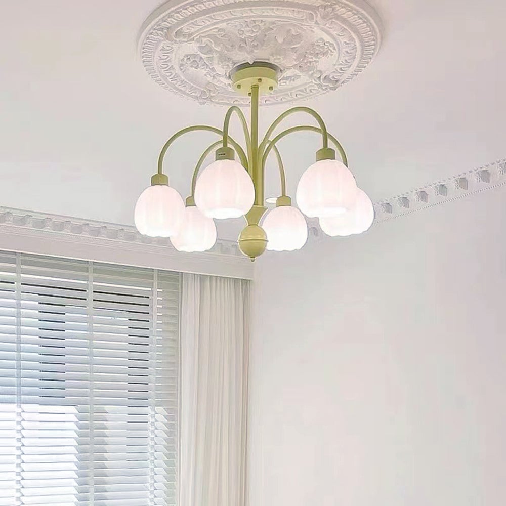 Lily Modern Pumpkin Metal Pendant Light,Green - Lumpaz