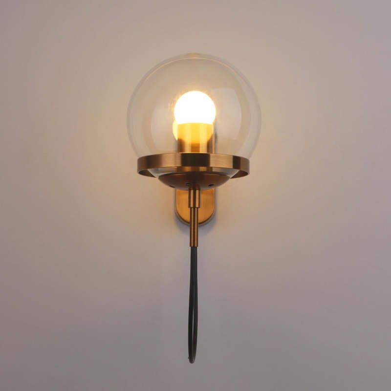 Alessio Rustic Retro Glass Globe Wall Lamp, Black/Bronze - Lumpaz
