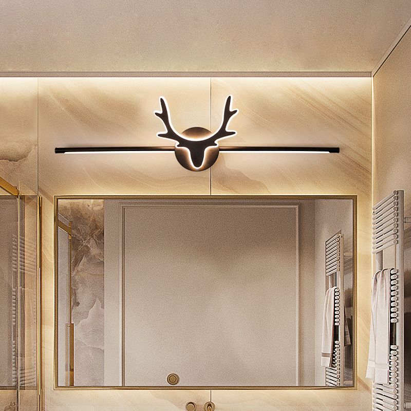 Edge Vintage Antlers Mirror Front Vanity Metal LED Wall Lamp - Lumpaz