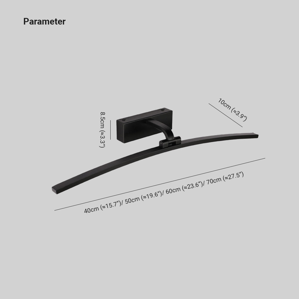 Edge Modern Curved Mirror Front Metal Wall Lamp, Black/White - Lumpaz