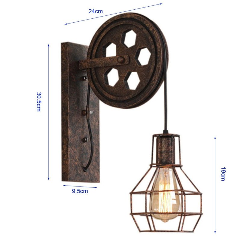 Alessio Wall Lamp Retro, Metal, Rust/Bronze/Black, Bedroom - Lumpaz
