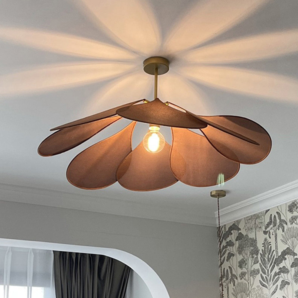 Renée Pendant Light Vintage Rustic Wabi Sabi, Fabric, White/Brown - Lumpaz