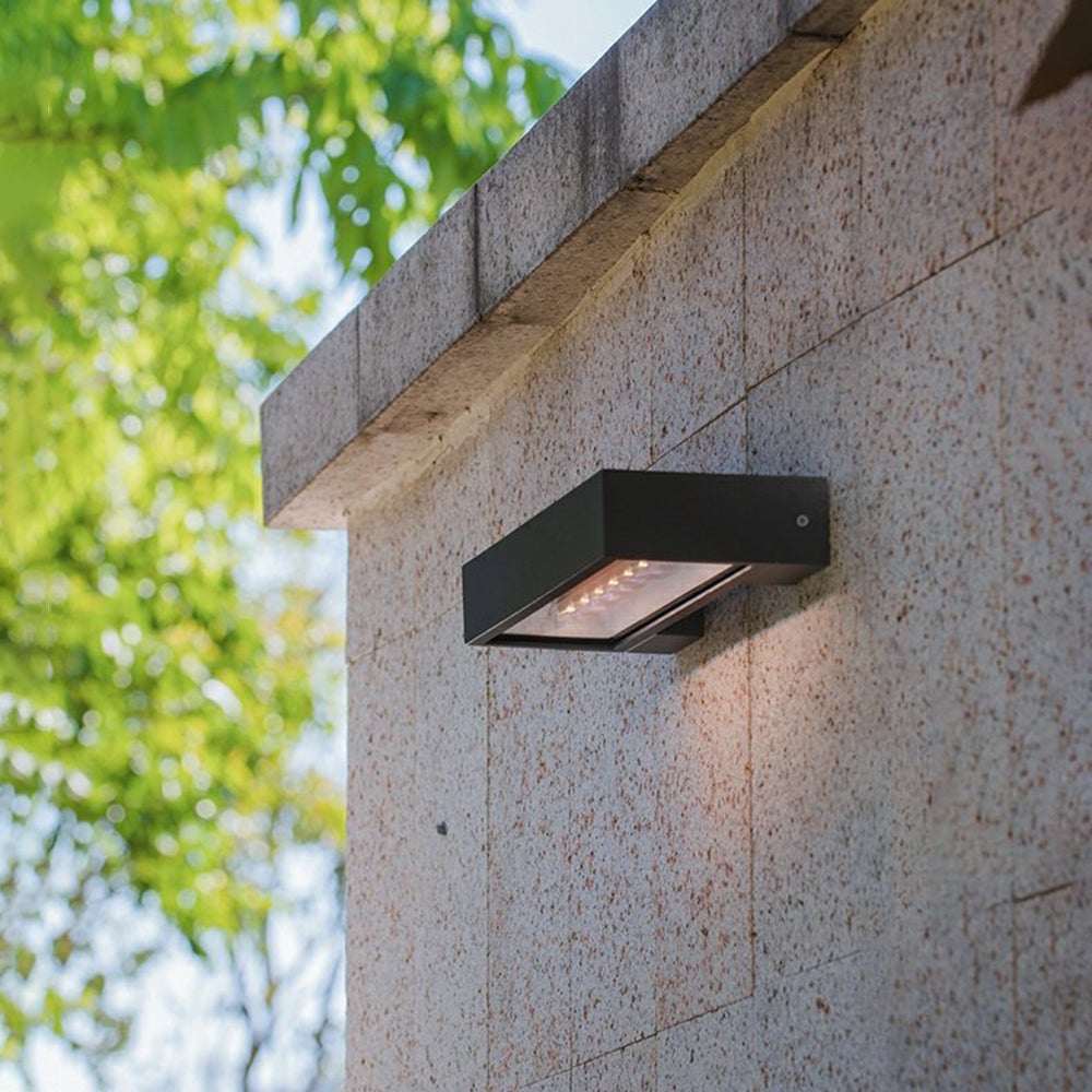 Orr  Modern Metal/Acrylic Solar Waterproof Outdoor Wall Lamp, Black - Lumpaz