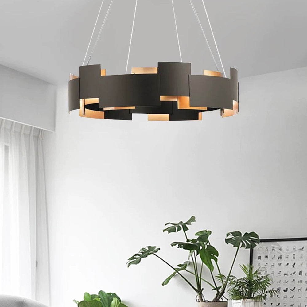 Evette Modern Ring Metal Pendant Lamp, Black - Lumpaz