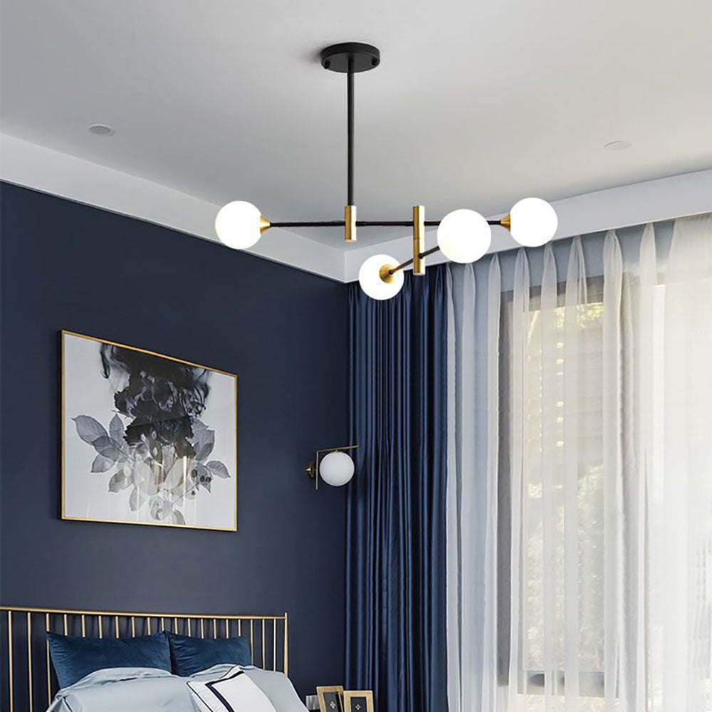Valentina Nordic Spherical Bubble Metal/Glass Chandelier, Black/Gold - Lumpaz