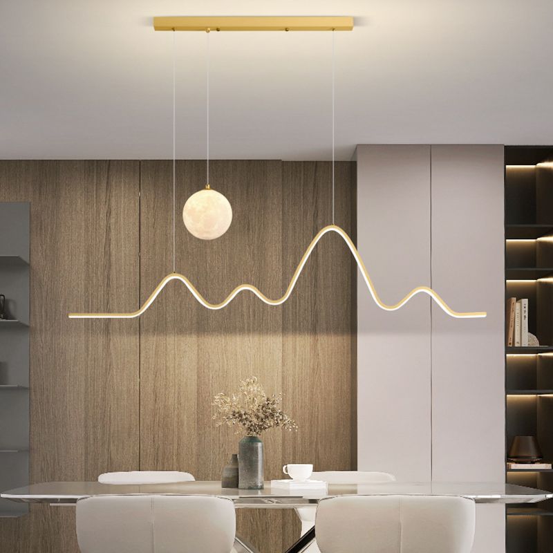 Minimalist Wavy Metal Pendant Light, Black/White/Gold - Lumpaz