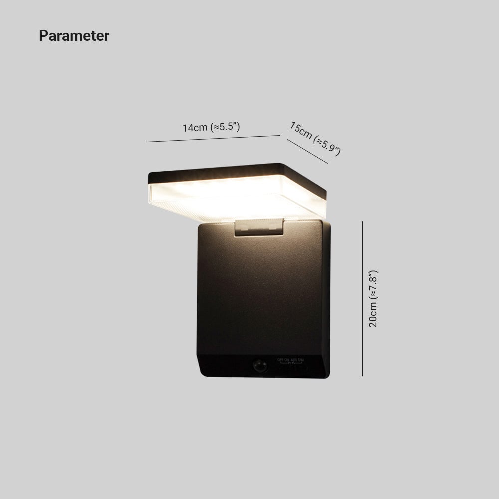 Orr Modern Minimalist Right-Angle Acrylic Sensor Solar Waterproof Outdoor Wall Lamp, Black - Lumpaz