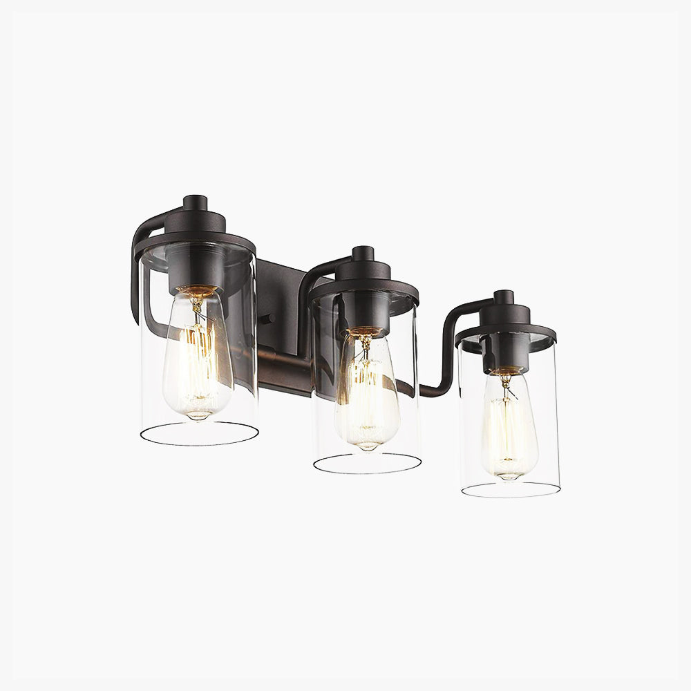 Alessio Industrial Metal/Glass Wall Lamp, Black, Bathroom, Vanity - Lumpaz