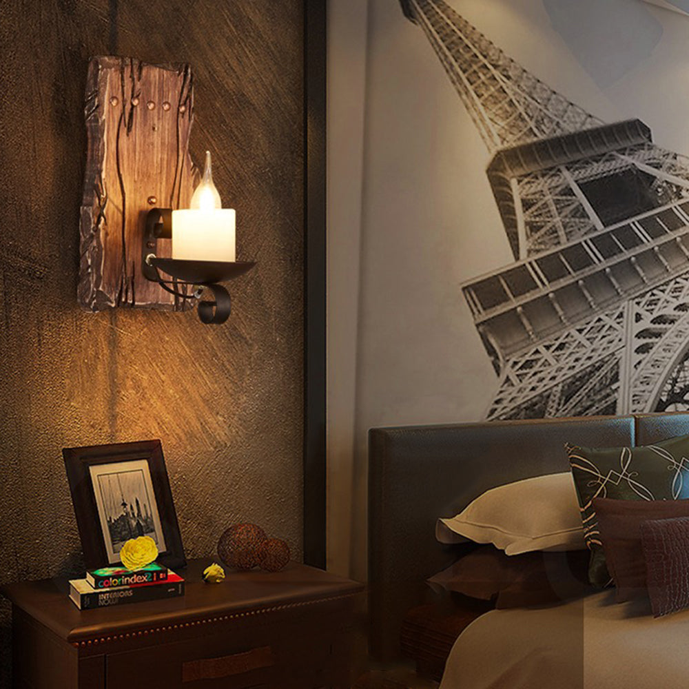 Austin Wall Lamp Rectangular Vintage, Wood/Metal, Bedroom - Lumpaz