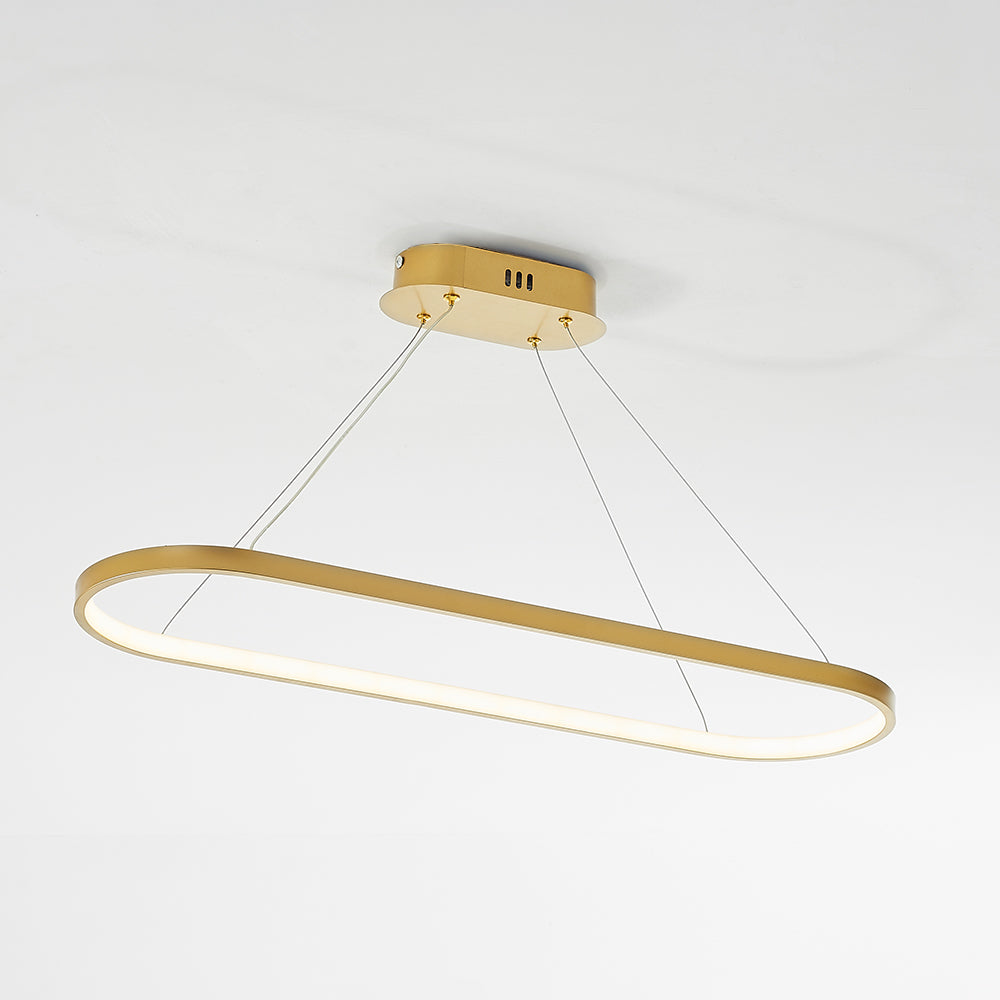Edge Oval Minimalist Hanging Pendant Light, Black/White/Gold - Lumpaz