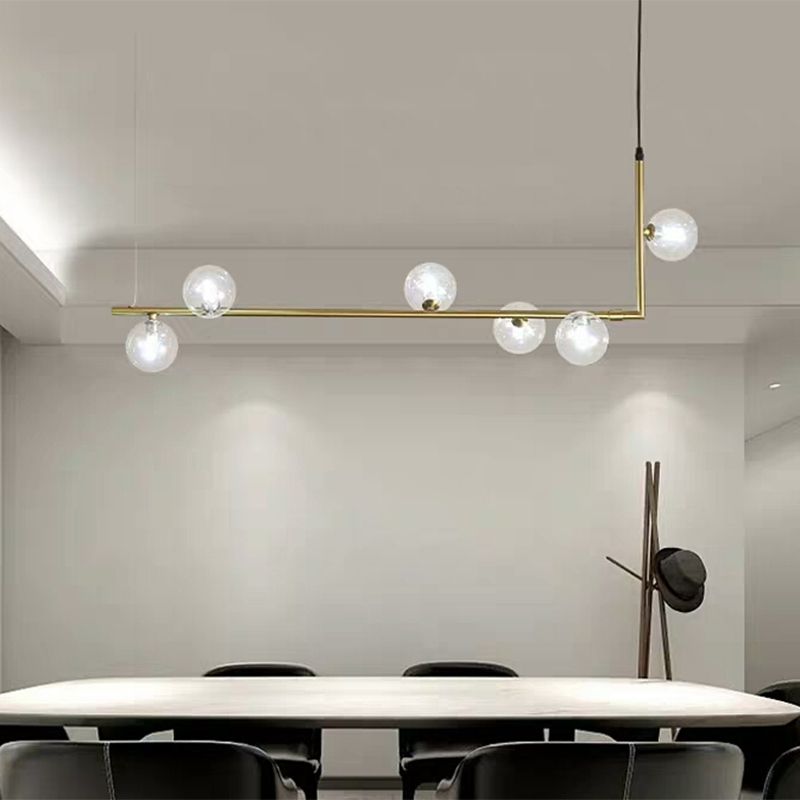 Valentina Minimalist Linear Pendant Light, Black & Gold, 6/8 Heads - Lumpaz