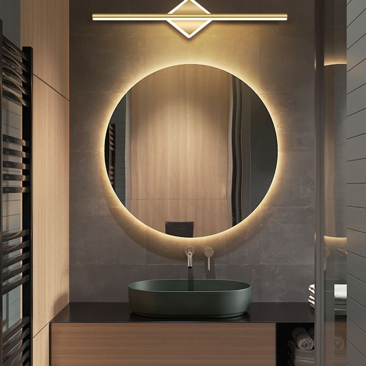 Leigh LED Linear Mirror Front Vanity Wall Lamp Black/Gold - Lumpaz