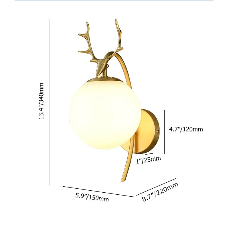 Valentina Modern Art-Deco Deer Bedside Wall Lamp, Black/Gold - Lumpaz