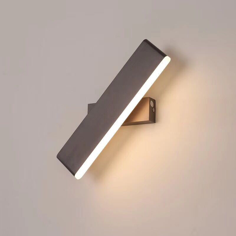 Aqsa Modern Rectangular Metal Rotatable Wall Lamp, Black/Gold/Brown - Lumpaz