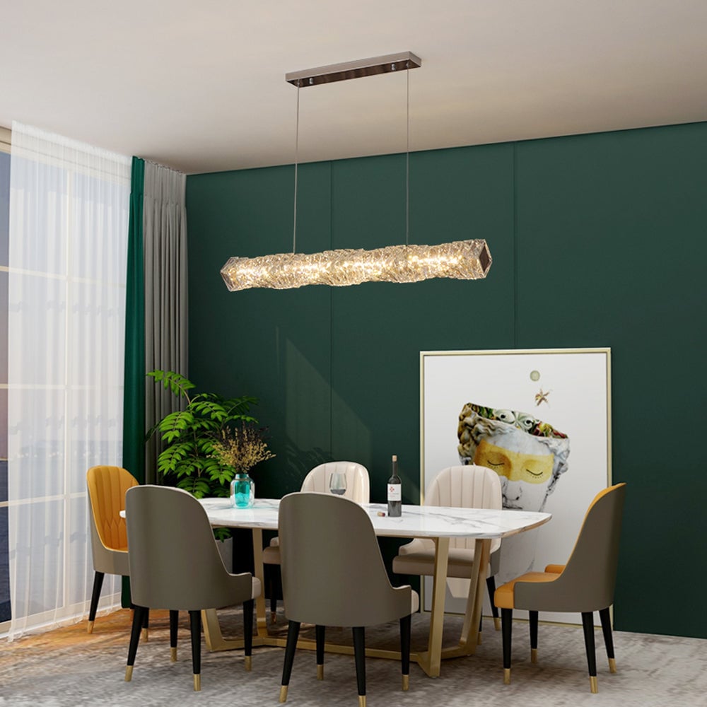 Kristy Crystal Sliver and Gold Pendant Light, Stainless Steel - Lumpaz