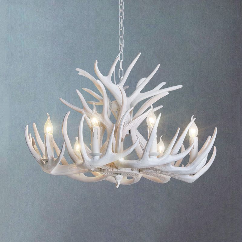 Silva Rustic Antler Metal/Resin Chandelier White Dining Room - Lumpaz
