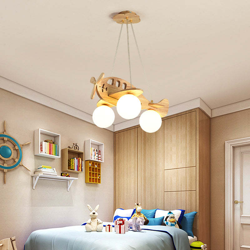 Minori Vintage Airplane Shape Pendant Light, Wood - Lumpaz